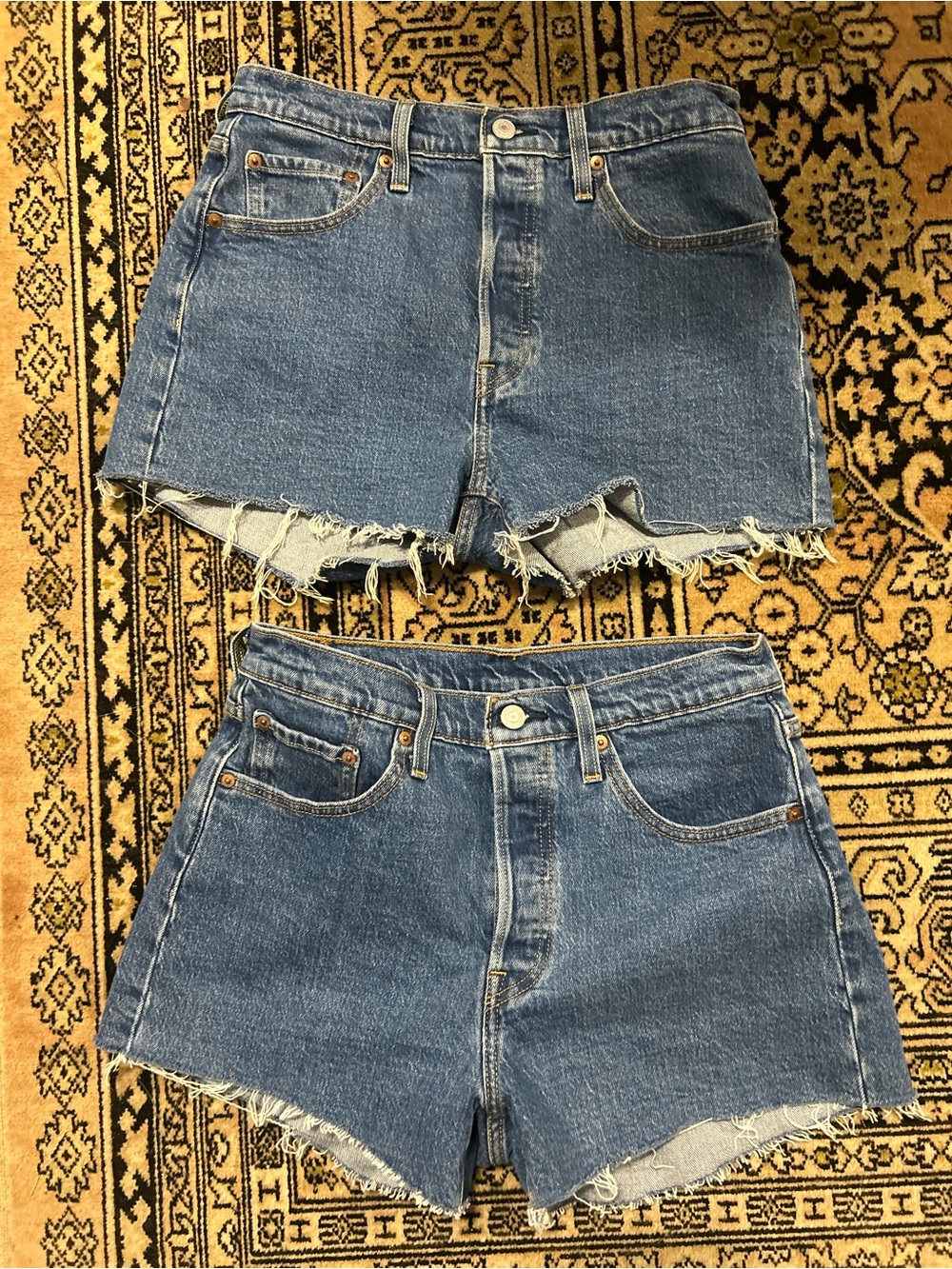 Levi's Distressed Blue Denim Cutoff Shorts Duo